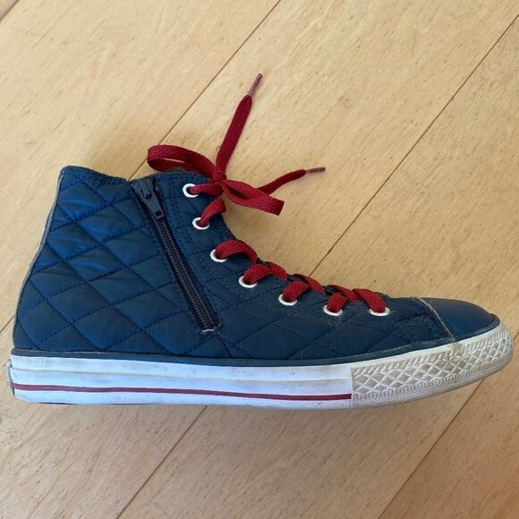 Kids Converse Chuck Taylor All Star High Top Sneakers Youth 5 Navy Zipper - Picture 8 of 14